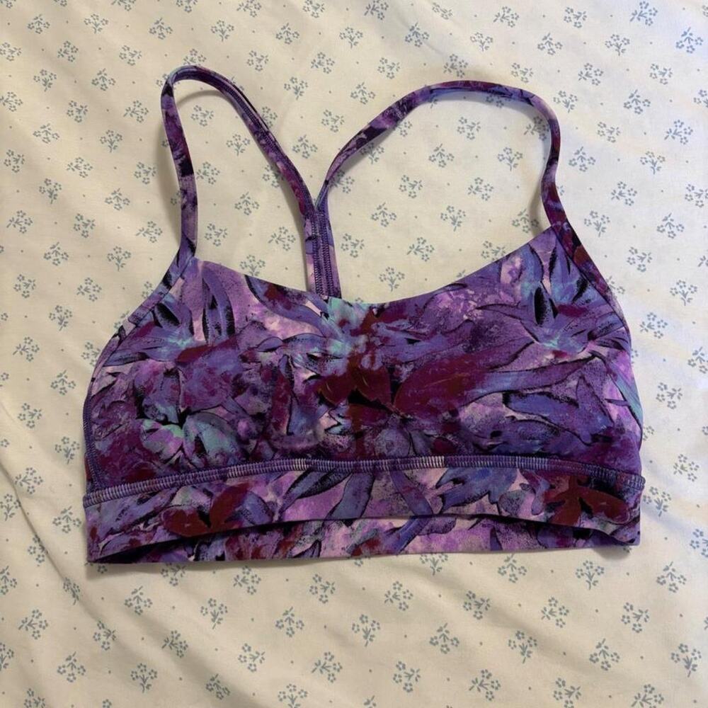 Purple floral sports bra lululemon